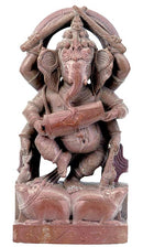 Nartaka Ganesh Playing Dholak - Stone Statue 12"