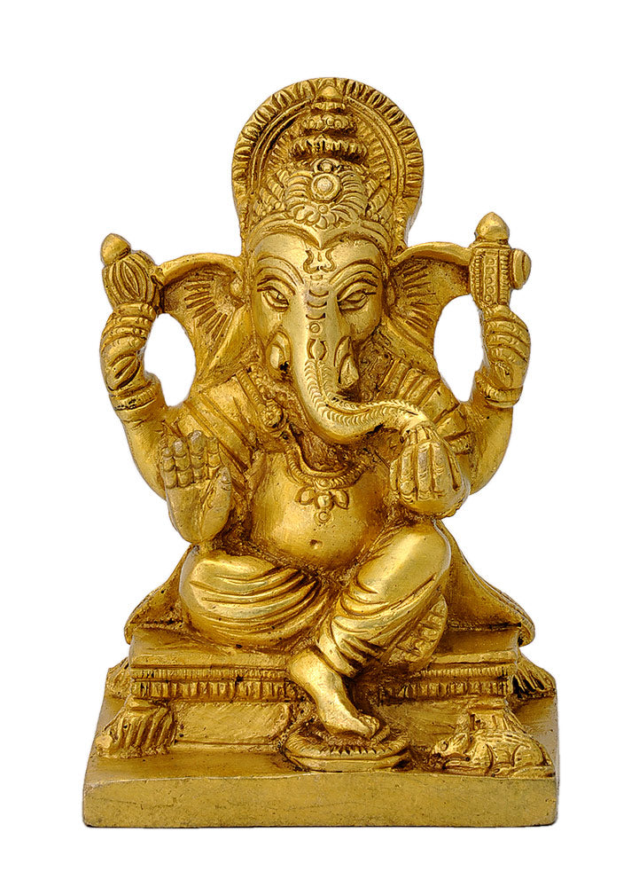 God Ganpati Ji Golden Finish Brass Statue
