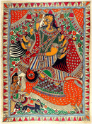 The End of Mahisasura - Mithila Painting