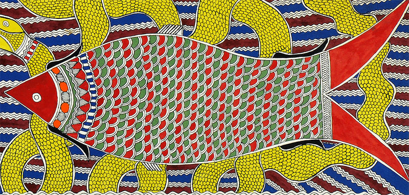 'Amazing Fishes' Madhubani Painting