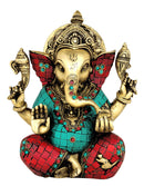 Seated Lord Ganesha Brass Statue