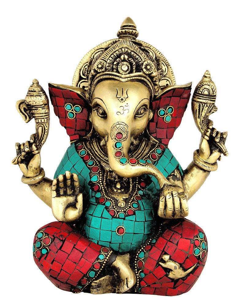 Seated Lord Ganesha Brass Statue