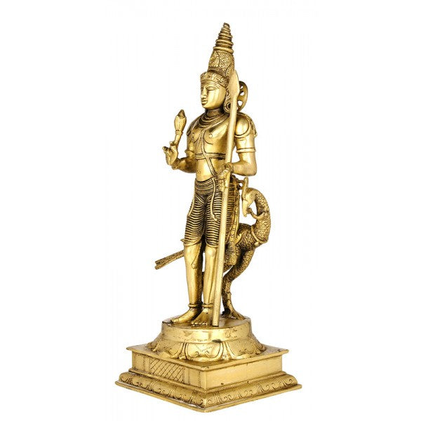 'Swami Kartikeya' Son of Lord Shiva - Brass Sculpture 15"