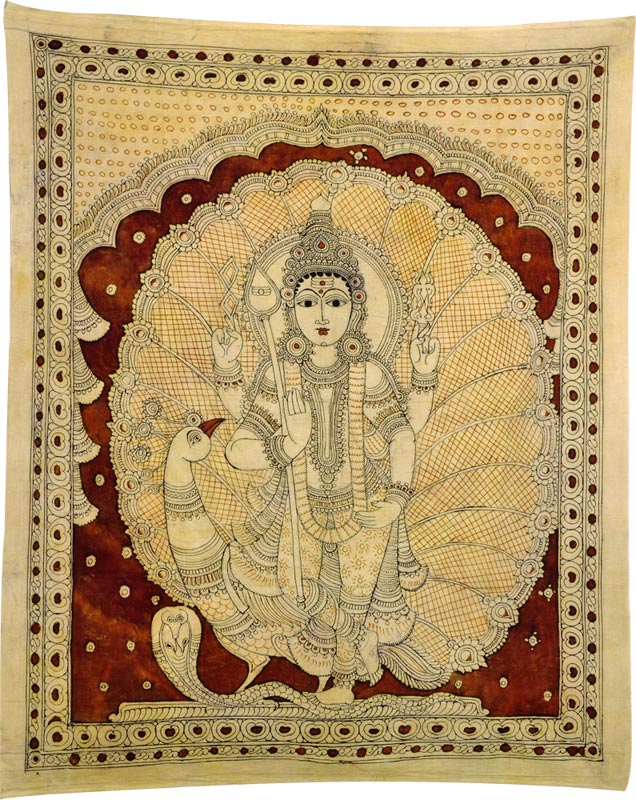 "Lord Skanda" Kartikeya Kalamkari Painting