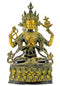 Lord Avalokiteshwara - Antiquated Brass Statue 14"