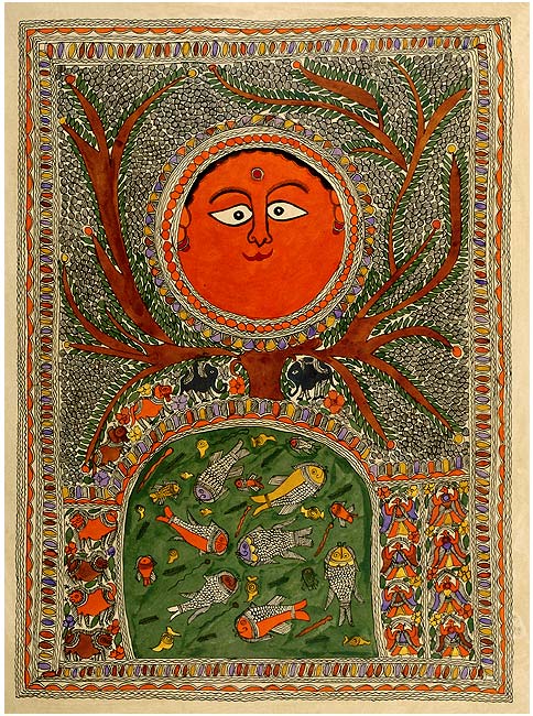 'Sun God' The Preserver of Nature - Madhubani Painting