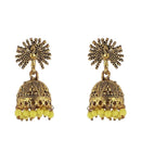 Peacock Beautiful Indian Style Jhumki Earrings Yellow