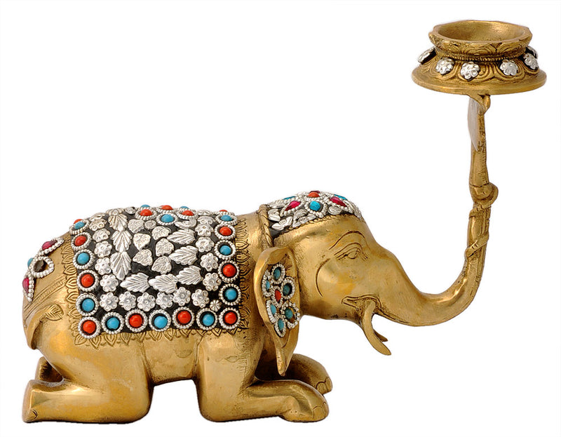 Brass Elephant Candle Holder