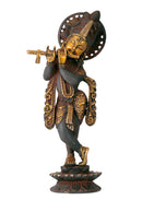 Lord Venu Gopal Krishna - Antiquated Brass Statue 12"