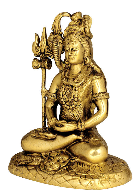 Seated Shiva Brass Figurine 10.25"