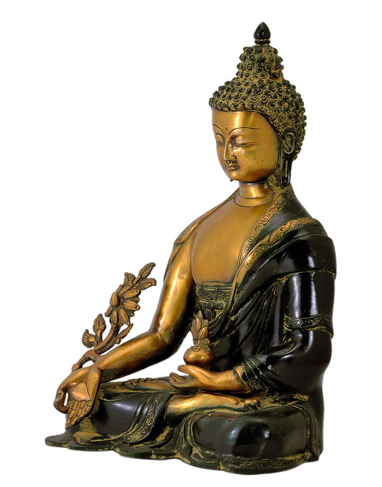 Antiquated Medicine Buddha Brass Figure 15"