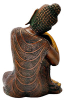 Brass Thinking Buddha Brown Finish Sulpture 11"