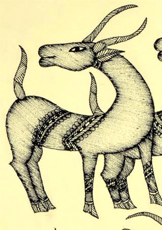 Deers - Gond Aboriginal Painting