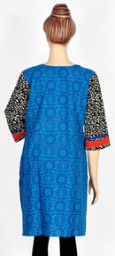 Blue Printed Cotton Kurta