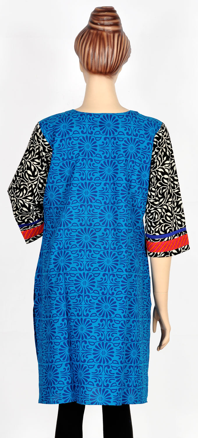 Blue Printed Cotton Kurta