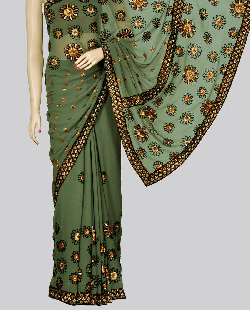 Shimmer Saree with Floral Work