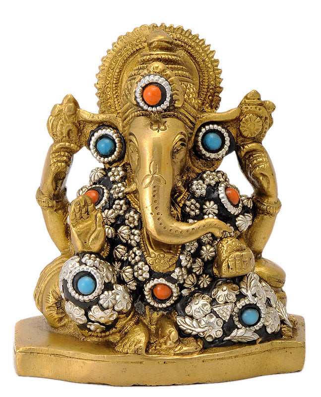 Benevolent Ganpati Brass Figurine 4"