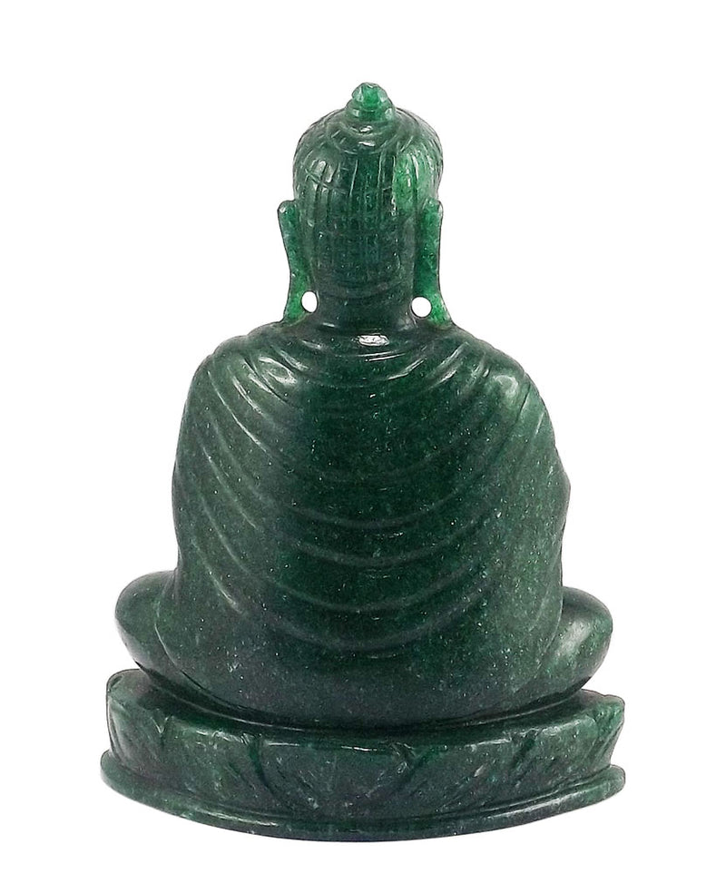 Lord Buddha Abhya Mudra - Green Aventurine Gemstone Statue 4"