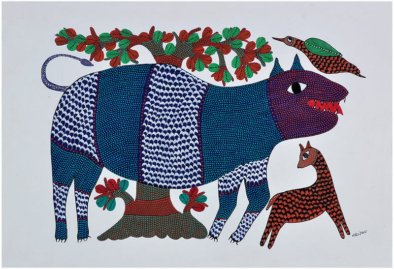 Lion Gond Painting