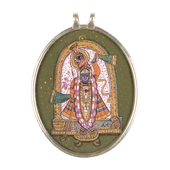 Shri Dwarikadhish - Hand Painted Pendant