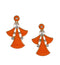 Orange Stone Studded Metal Earring Dangle & Drop