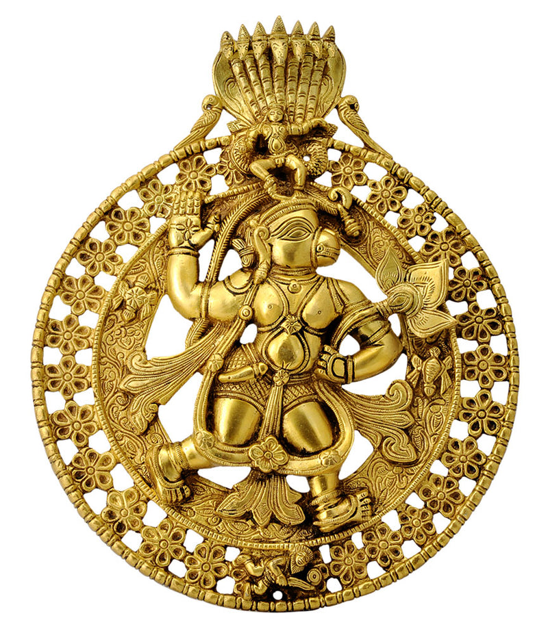 Auspicious Lord Hanuman Brass Wall Plaque