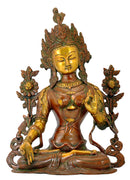 Goddess Tara in Brown Finish Statue 15"