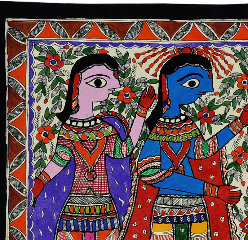 Ram Sita Marriage Scene - Madhubani Folk Painting