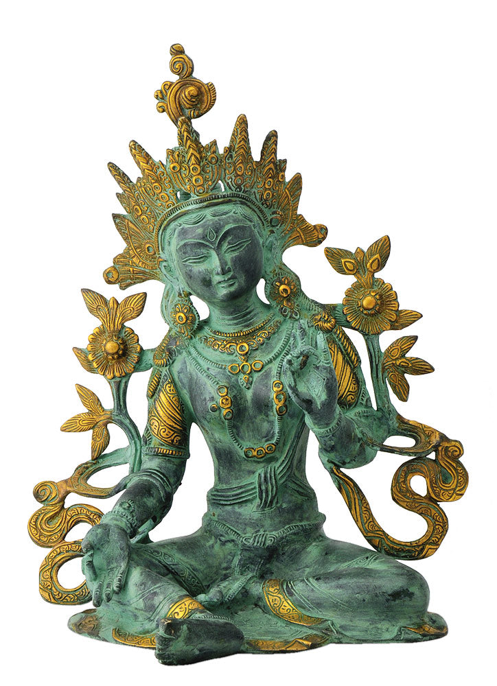 Antiquated Green Tara Brass Figure