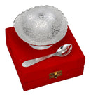 Silver Plated Metal Bowl with Spoon