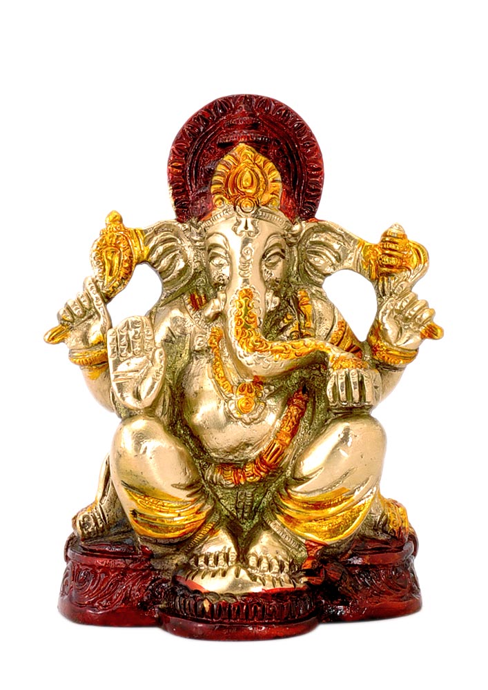 Golden God Ganesha - Brass Statue