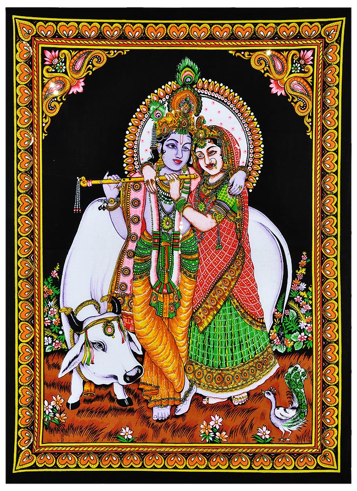 Radha Krishna Cotton Painting
