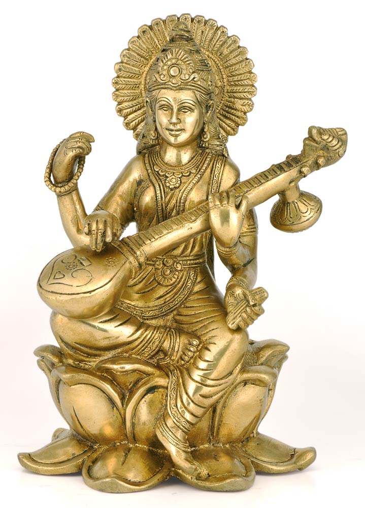 Gentle Mother Saraswati - Brass Figure