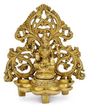 Brass Lamp with Goddess Laxmi 7"