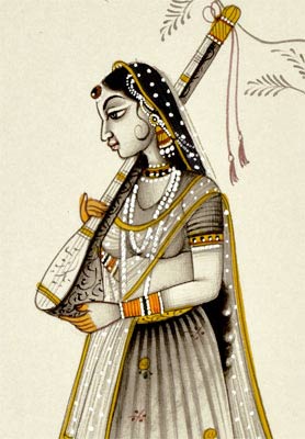 Lady with Veena - Ragini Miniature Painting