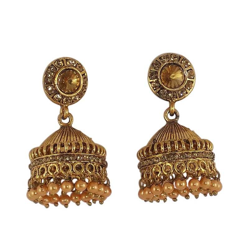 Stone Studded Golden Jhumki Earring