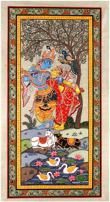 Lord Radha Krishna - Patachitra Painting
