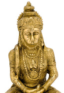 Brass Meditating Hanuman Statue 7.50"
