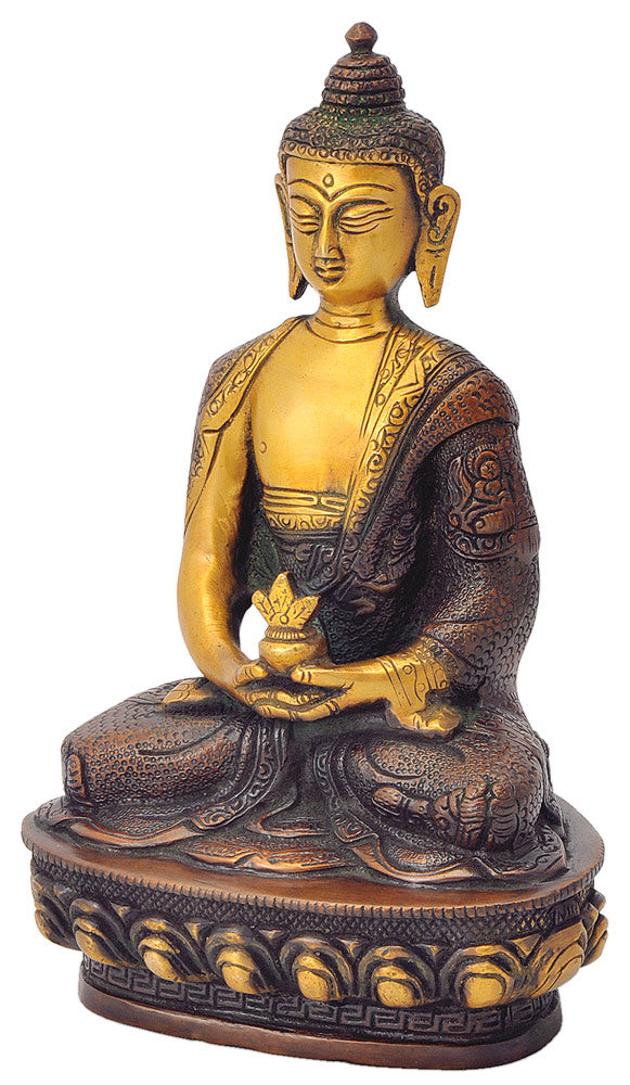 Medicine Buddha Brass Statue in Copper Red Finish