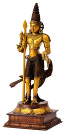 Brass Lord Murugan Subramaniyan with Peacock