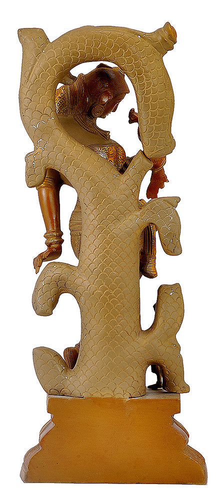 Ancient Indian Princess and Bird - Decorative Brass Showpiece