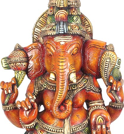 Standing Ganpati - Wood Sculpture 36"