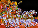 Gita Updesh Tapestry - Lord Krishna and Arjuna on chariot during Mahabharata war