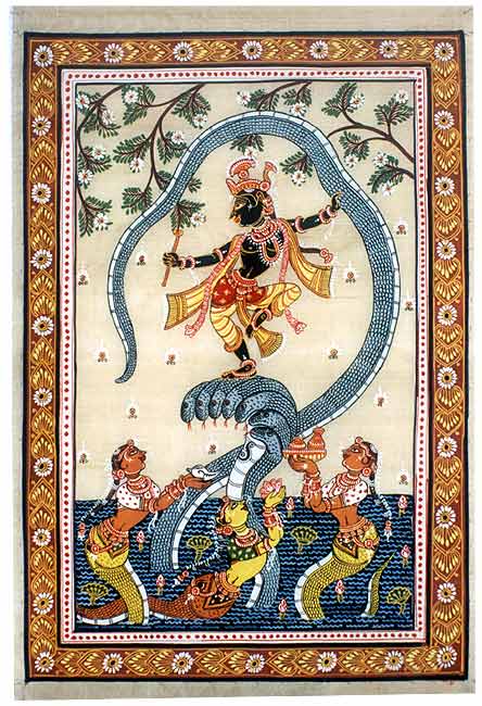 "Kalia Daman" Ptachitra Silk Painting