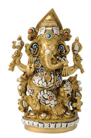 Lord Ganesha Seated on Lotus 9.50"