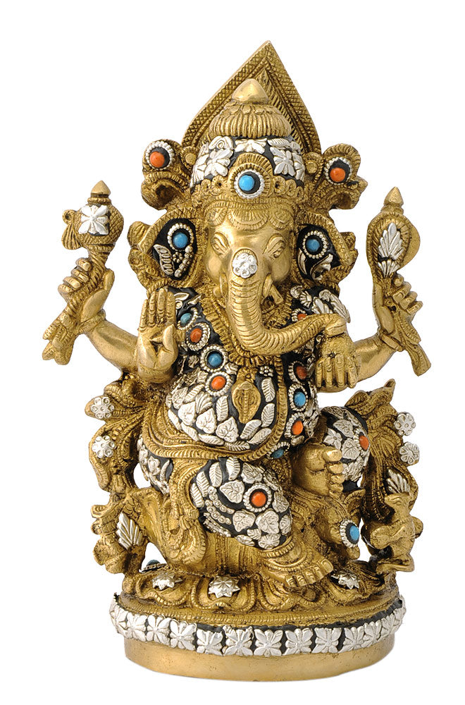 Lord Ganesha Seated on Lotus 9.50"