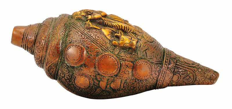 Shri Radha Krishna Decorative Brass Conch