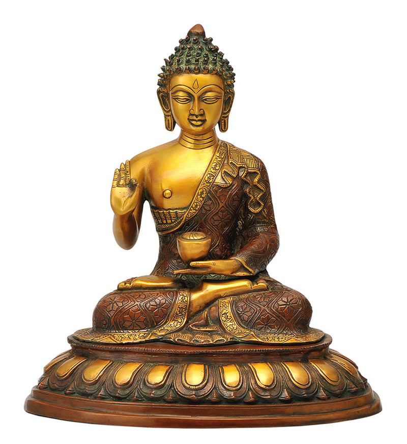 Blessing Lotus Pose Buddha Harmony Figure 15.25"