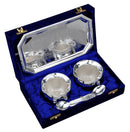 Silver Plated Dessert Bowls with Spoons & Tray in Velvet Box