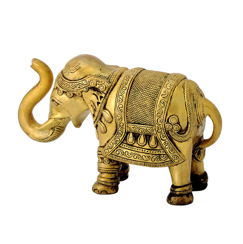 Decorative Royal Brass Elephant  with Upturned Trunk